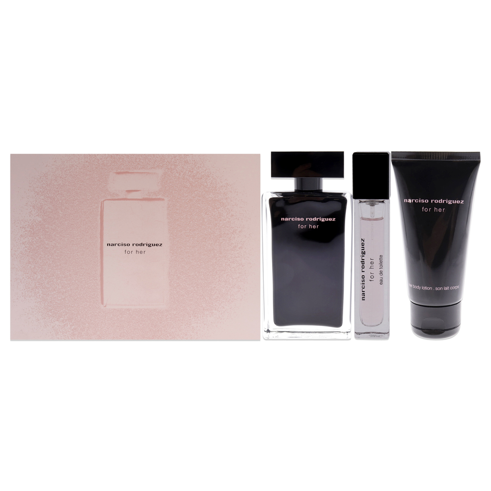 Narciso Rodriguez Gift Set 3.3oz EDT, 10ml EDT, 1.6oz Body Lotion